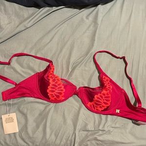 Red Savage X Fenty Not Sorry Half Cup Bra with Lace